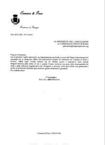 AICO LETTERA RINGRAZIAMENTO COMUNE DI PRECI (PG)